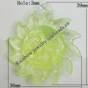 Transparent Acrylic Beads, 39x36mm Hole:3mm, Sold by Bag