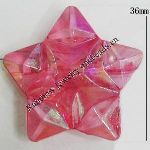 Transparent Acrylic Beads, Star 36mm, Sold by Bag