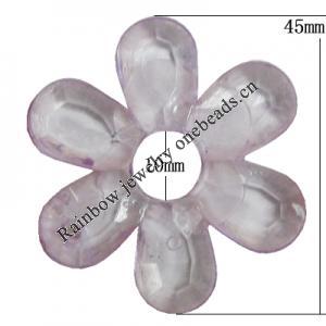 Transparent Acrylic Beads, Flower O:45mm I:10mm, Sold by Bag