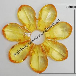 Transparent Acrylic Beads, Flower O:55mm I:12mm, Sold by Bag