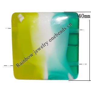 Resin Beads, Square 40mm  Hole:2mm Sold by Bag