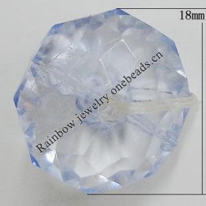 Transparent Acrylic Beads, Faceted Flat Round 18mm Hole:3mm, Sold by Bag