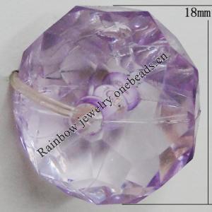 Transparent Acrylic Beads, Faceted Flat Round 18mm Hole:3mm, Sold by Bag