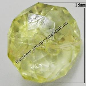 Transparent Acrylic Beads, Faceted Flat Round 18mm Hole:3mm, Sold by Bag