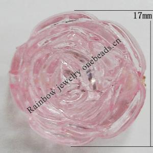 Transparent Acrylic Beads, Flower 17mm Hole:2mm, Sold by Bag