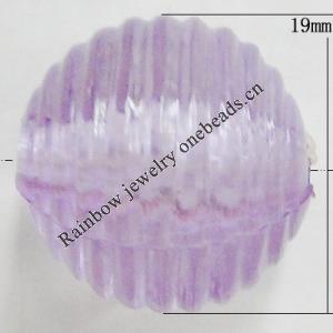 Transparent Acrylic Beads, Fluted Round 19mm Hole:3mm, Sold by Bag