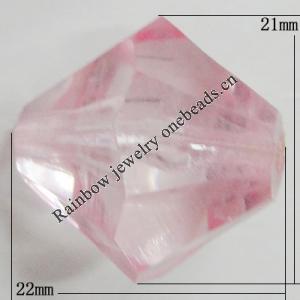 Transparent Acrylic Beads, Bicone 21x22mm Hole:2.5mm, Sold by Bag