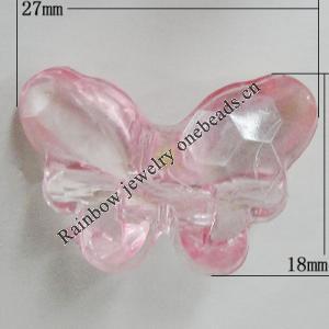 Transparent Acrylic Beads, Butterfly 27x18mm Hole:2.5mm, Sold by Bag