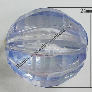 Transparent Acrylic Beads, Fluted Round 24mm Hole:2.5mm, Sold by Bag