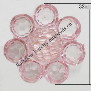 Transparent Acrylic Beads, Flower 32mm Hole:3mm, Sold by Bag