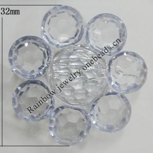 Transparent Acrylic Beads, Flower 32mm Hole:3mm, Sold by Bag
