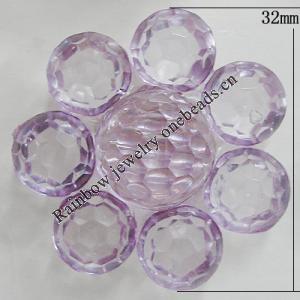 Transparent Acrylic Beads, Flower 32mm Hole:3mm, Sold by Bag