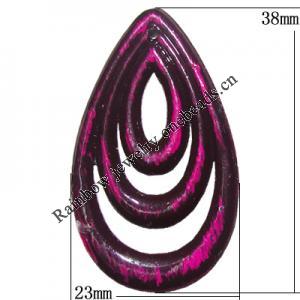Handmade Acrylic Enamel Pendant, Flat Teardrop 38x23mm Hole:0.5mm, Sold by Bag