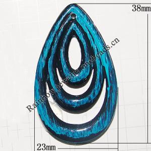 Handmade Acrylic Enamel Pendant, Flat Teardrop 38x23mm Hole:0.5mm, Sold by Bag