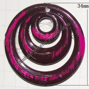 Handmade Acrylic Enamel Pendant, Flat Round 34mm Hole:2mm, Sold by Bag