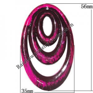 Handmade Acrylic Enamel Pendant, Flat Oval 56x35mm Hole:1mm, Sold by Bag