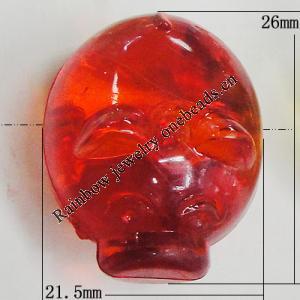 Transparent Acrylic Beads, Pig 26x21.5mm Hole:2.5mm, Sold by Bag