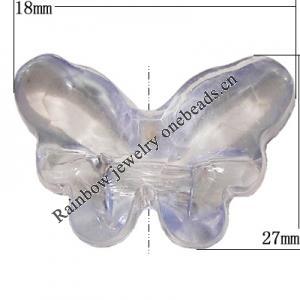 Transparent Acrylic Beads, Butterfly 27x18mm Hole:2.5mm, Sold by Bag