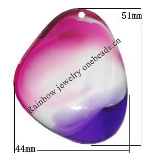 Resin Colorful Pendant, 51x44mm Thickness:15mm, Hole:2.5mm Sold by Bag