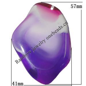 Resin Colorful Pendant, 57x41mm Thickness:11mm, Hole:2.5mm Sold by Bag