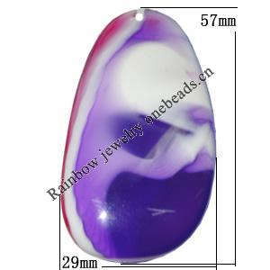 Resin Colorful Pendant, 57x29mm Thickness:15mm, Hole:2.5mm Sold by Bag