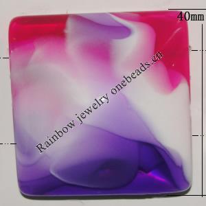 Resin Beads, Square 40mm  Hole:2mm Sold by Bag