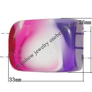 Resin Beads, Rectangle 33x26mm  Hole:3mm Sold by Bag