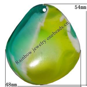 Resin Colorful Pendant, 54x48mm Thickness:8mm, Hole:3mm Sold by Bag