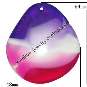 Resin Colorful Pendant, 54x48mm Thickness:8mm, Hole:3mm Sold by Bag