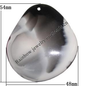 Resin Colorful Pendant, 54x48mm Thickness:8mm, Hole:3mm Sold by Bag