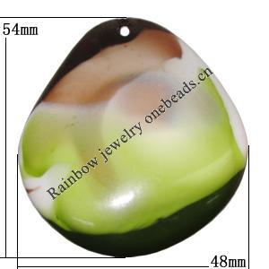 Resin Colorful Pendant, 54x48mm Thickness:8mm, Hole:3mm Sold by Bag