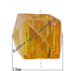 Solid Acrylic Beads, Cube 13x13mm Hole:7mm, Sold by Bag