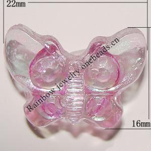 Transparent Acrylic Beads, Butterfly 22x16mm Hole:2.5mm, Sold by Bag