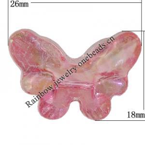 Transparent Acrylic Beads, Butterfly 26x18mm Hole:3mm, Sold by Bag