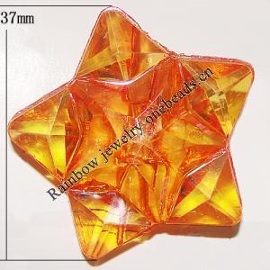 Transparent Acrylic Beads, Star 37mm, Sold by Bag