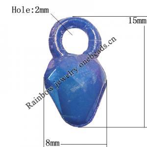 Solid Acrylic Pendant/Charm, 15x8mm Hole:2mm, Sold by Bag