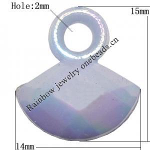 Solid Acrylic Pendant/Charm, Sector 15x14mm Hole:2mm, Sold by Bag