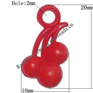 Solid Acrylic Pendant/Charm, Fruit 20x10mm Hole:2mm, Sold by Bag