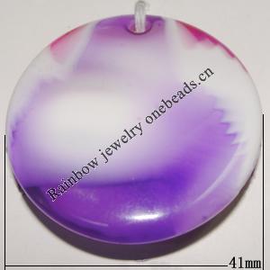 Resin Colorful Pendant, 41mm Thickness:7mm, Hole:3mm Sold by Bag