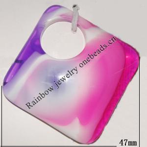 Resin Colorful Pendant, 47mm Thickness:9mm, Hole:14mm Sold by Bag