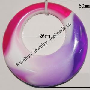 Resin Colorful Pendant, 50mm,26mm Thickness:7mm Sold by Bag