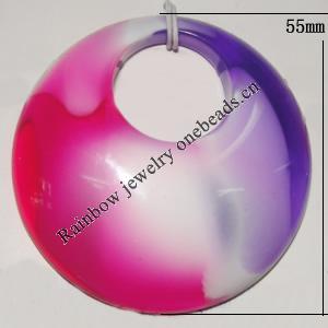 Resin Colorful Pendant, 55mm Thickness:13mm, Hole:21mm Sold by Bag