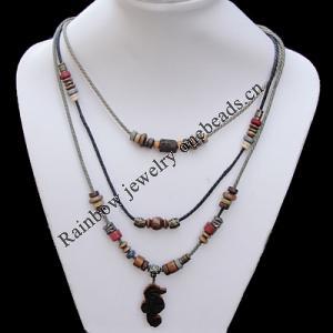 35 Inch Cowhide (Cowskin) with waxed cotton and Jewelry Beads Necklace  Sold by Bag 