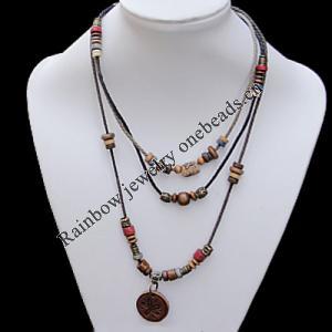 34 Inch Cowhide (Cowskin) with waxed cotton and Jewelry Beads Necklace  Sold by Bag 