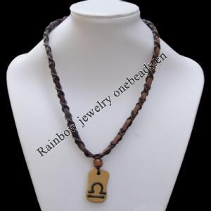 16 Inch Cowhide (Cowskin) with waxed cotton and Jewelry Beads Necklace  Sold by Bag 