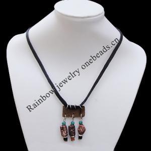 11 Inch Cowhide (Cowskin) with waxed cotton and Jewelry Beads Necklace  Sold by Bag 