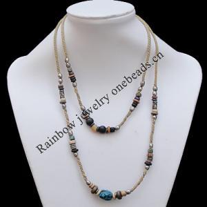 19 Inch Cowhide (Cowskin) with waxed cotton and Jewelry Beads Necklace  Sold by Bag 