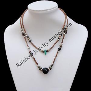 15 Inch Cowhide (Cowskin) with waxed cotton and Jewelry Beads Necklace  Sold by Bag 