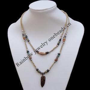 18 Inch Cowhide (Cowskin) with waxed cotton and Jewelry Beads Necklace  Sold by Bag 