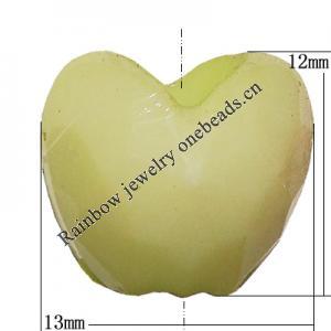 Solid Acrylic Spacer Beads, Heart 12x13mm Hole:5mm, Sold by Bag